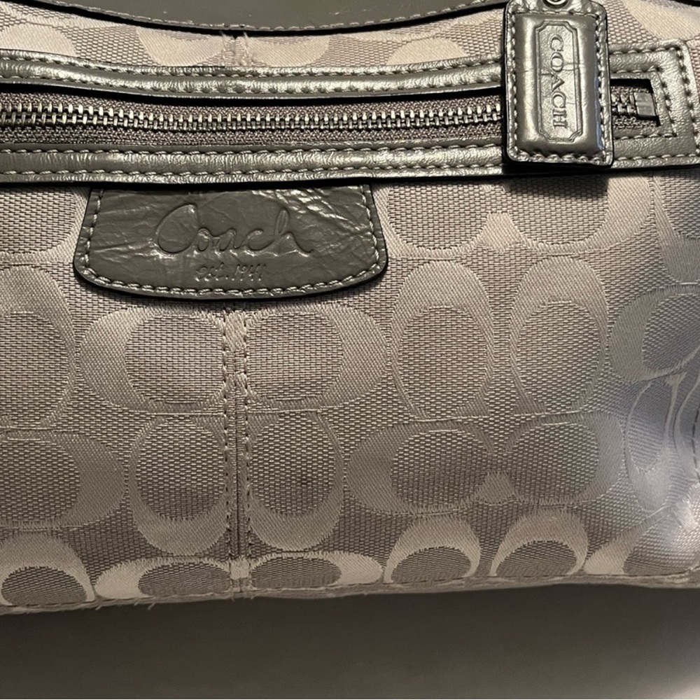 Coach Silver Signature Penelope Large Shopper Tote Bag with original Tag - Picture 12 of 15